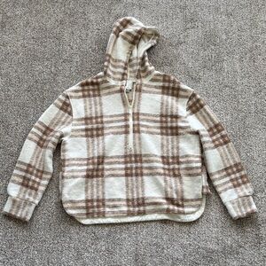 Joie Cream and Brown Plaid Jacket with Pockets